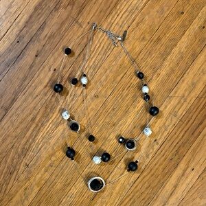 Lane Bryant Black and Silver Multi-Strand Necklace